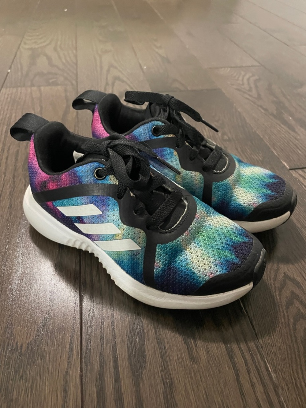11.5 T Adidas Kids Multicolour Tie-Dye Sneakers with Black and White Accents